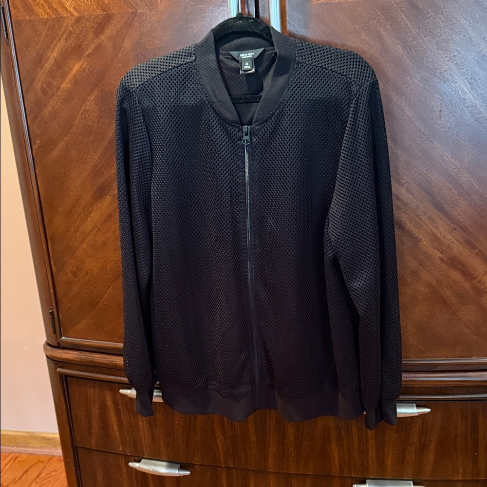 Simply Vera Vera Wang Woman’s Black Mesh Bomber Jacket